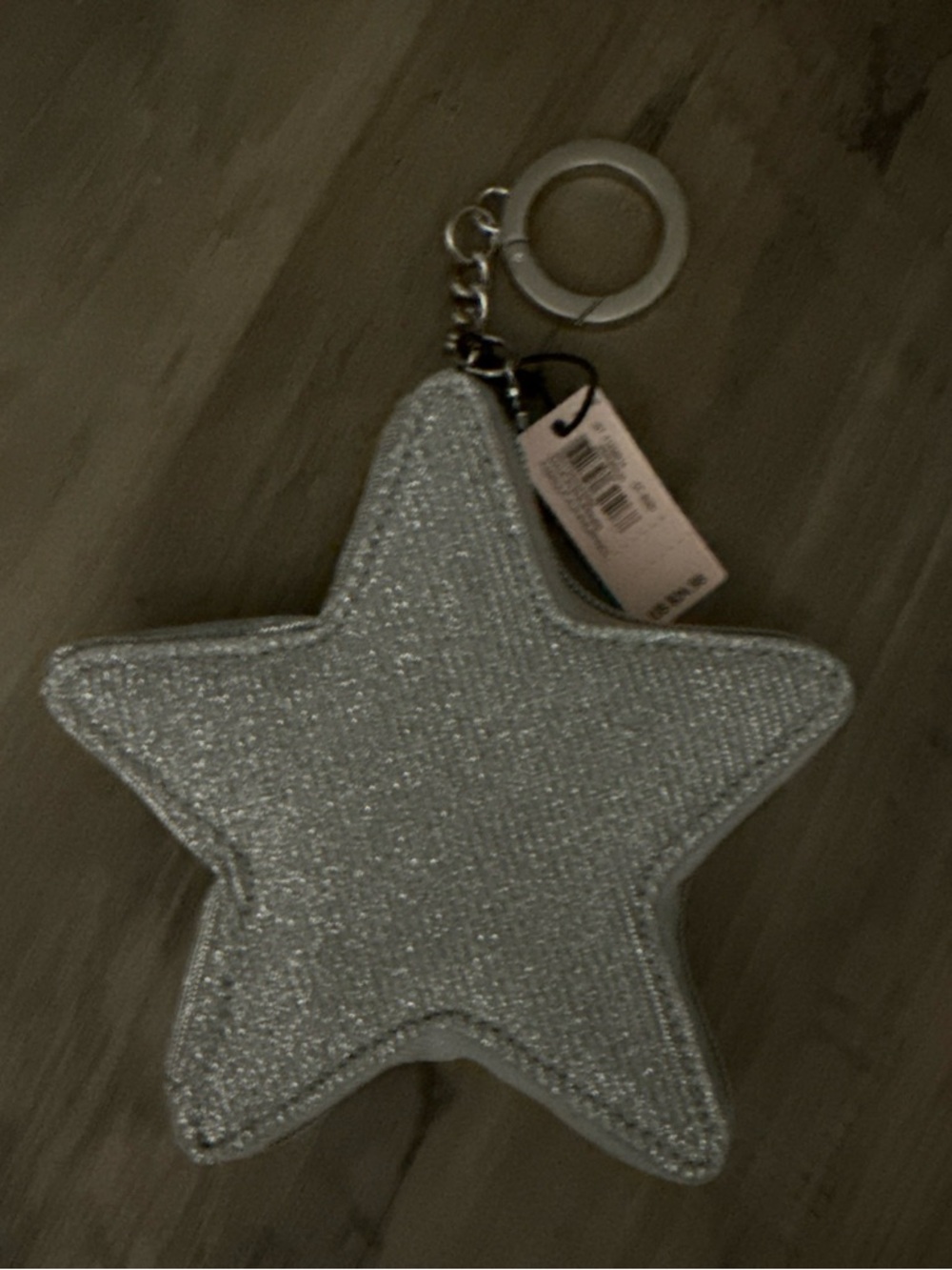 Victoria's Secret Silver Glitter Star Keychain Pouch